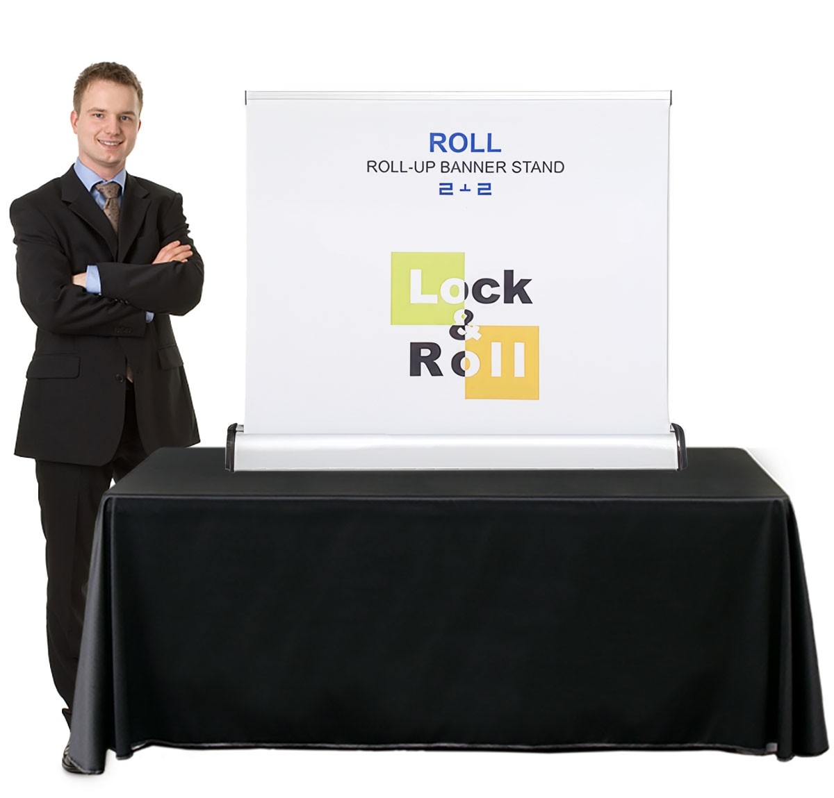Lock & Roll 48 Table Top Retractable Banner Stand