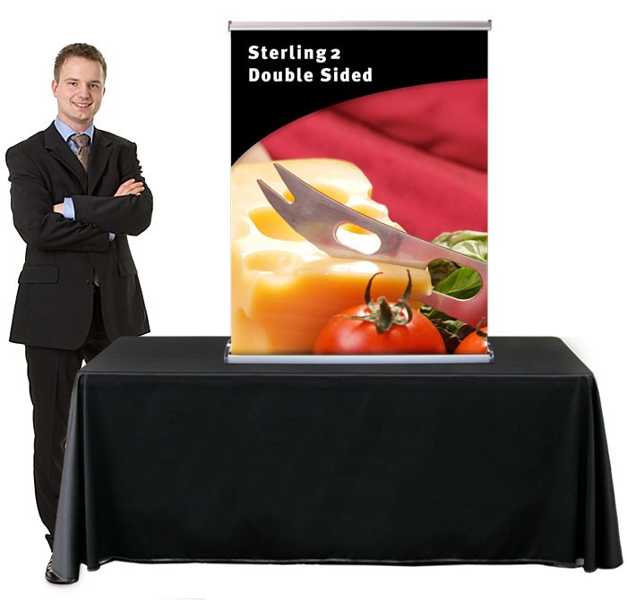 Sterling 2 Table Top 33 Double Sided Retractable Banner Stand