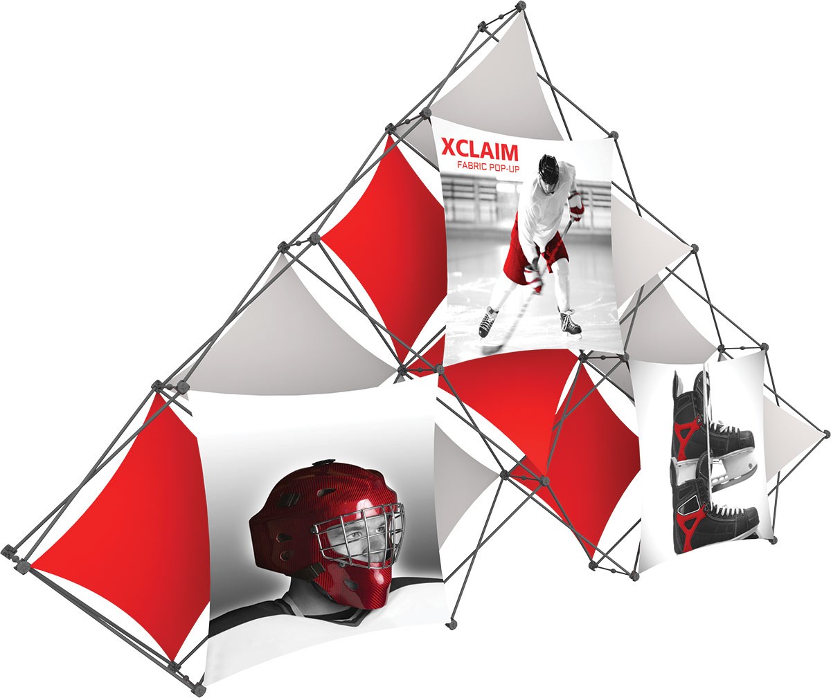 XClaim 10 Quad Pyramid Fabric Pop Up Display Kit 2