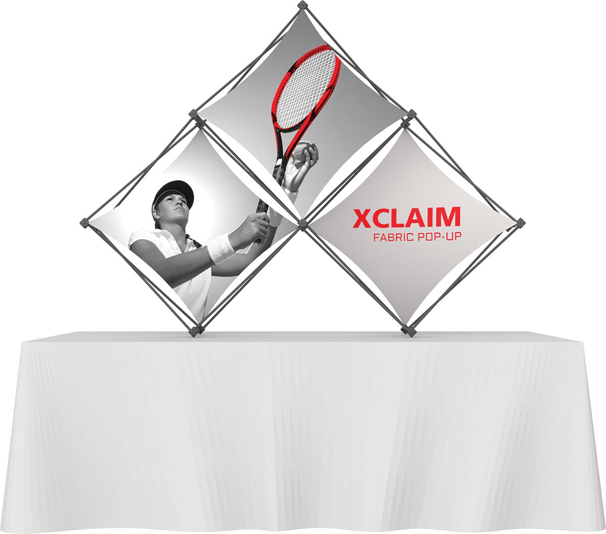 XClaim 3 Quad Pyramid Fabric Table Top Display Kit 1