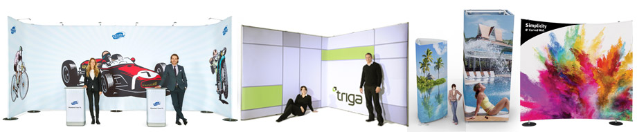 Adjustable tension fabric trade show displays